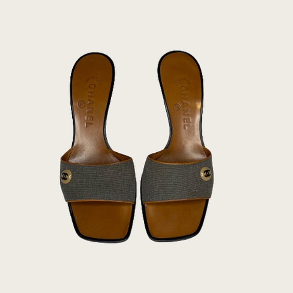 Chanel Canvas Mule Sandals